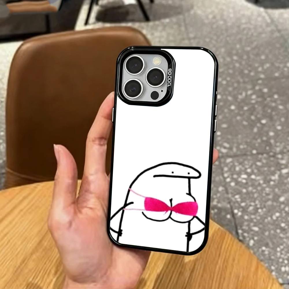 F-Flork M-Meme Phone Case For iPhone17,16,15,14,13,12,11 Plus,Pro Max Colored Silver Plated Inside Cover