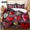 Festival Duvet Cover Set Valentine's Day Print Bedding Set Couple Romantic Polyester Quilt Cover for Lover Full Queen King Size