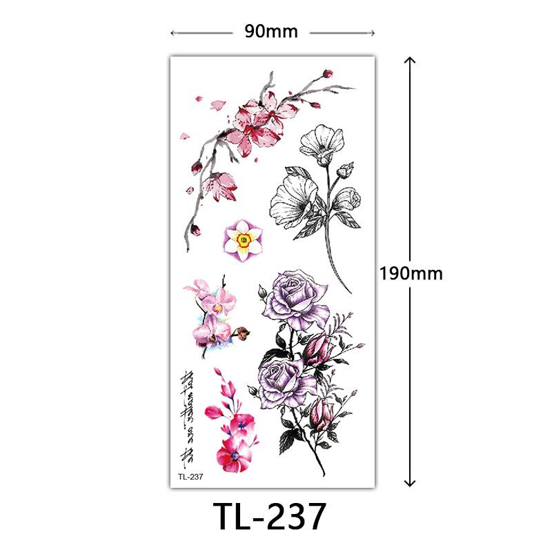 Flower Tattoo Stickers, Color Sketch Tattoo Stickers, English Letters, Wedding Photography Tattoo