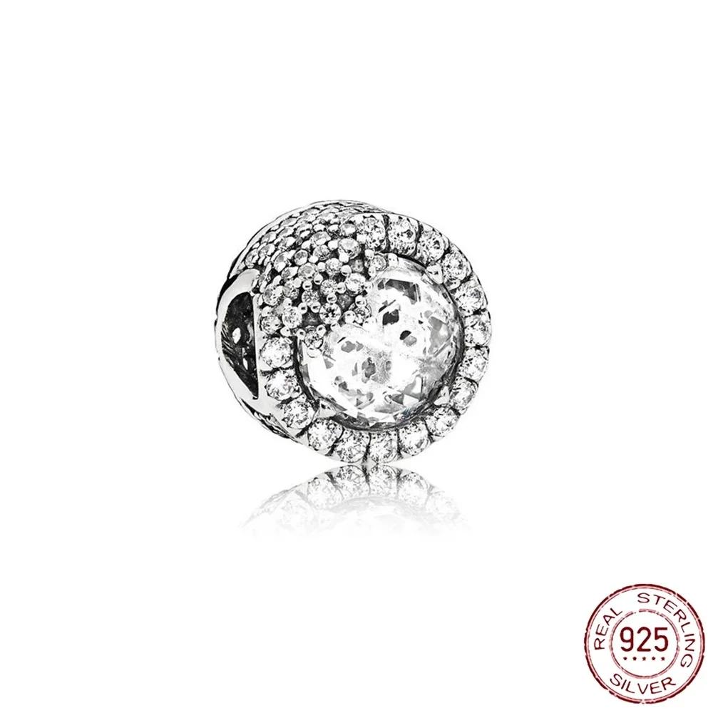 925 Silver Snowflake Charms with Crystal Ball Cat's Eye Beads for DIY Bracelet Necklace Jewelry Gift