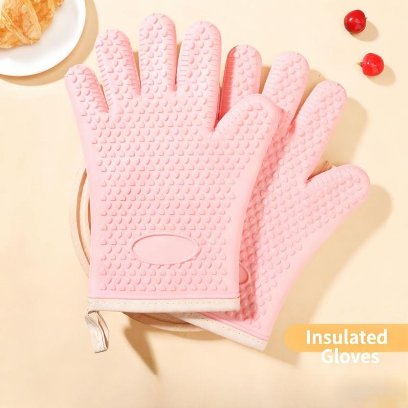 Anti-scald Oven Gloves Thickened Silicone Insulation Non-slip High Temperature Resistant Kitchen Oven Baking Gloves