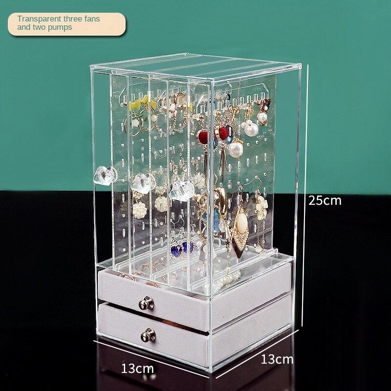 

Коробка для хранения серег с серьгами большой емкости, зажимами для ушей, ожерельями, прозрачной пылезащитной фланелевой стойкой для хранения шкатулки для ювелирных изделий