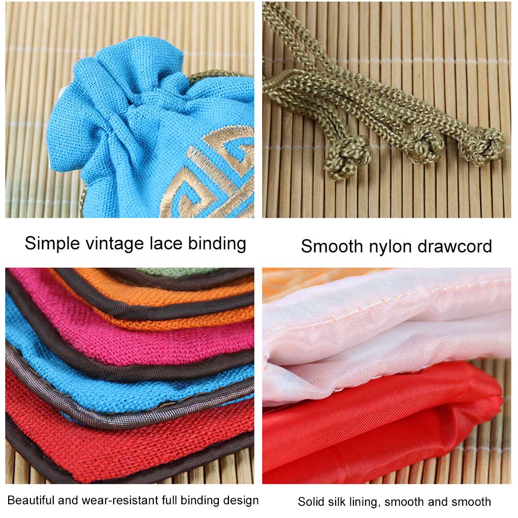 Jewelry Pouch Small Smooth Exquisite Satin Embroidered Sealing Pouches Portable Gift Bag for Ring Chains Pendant