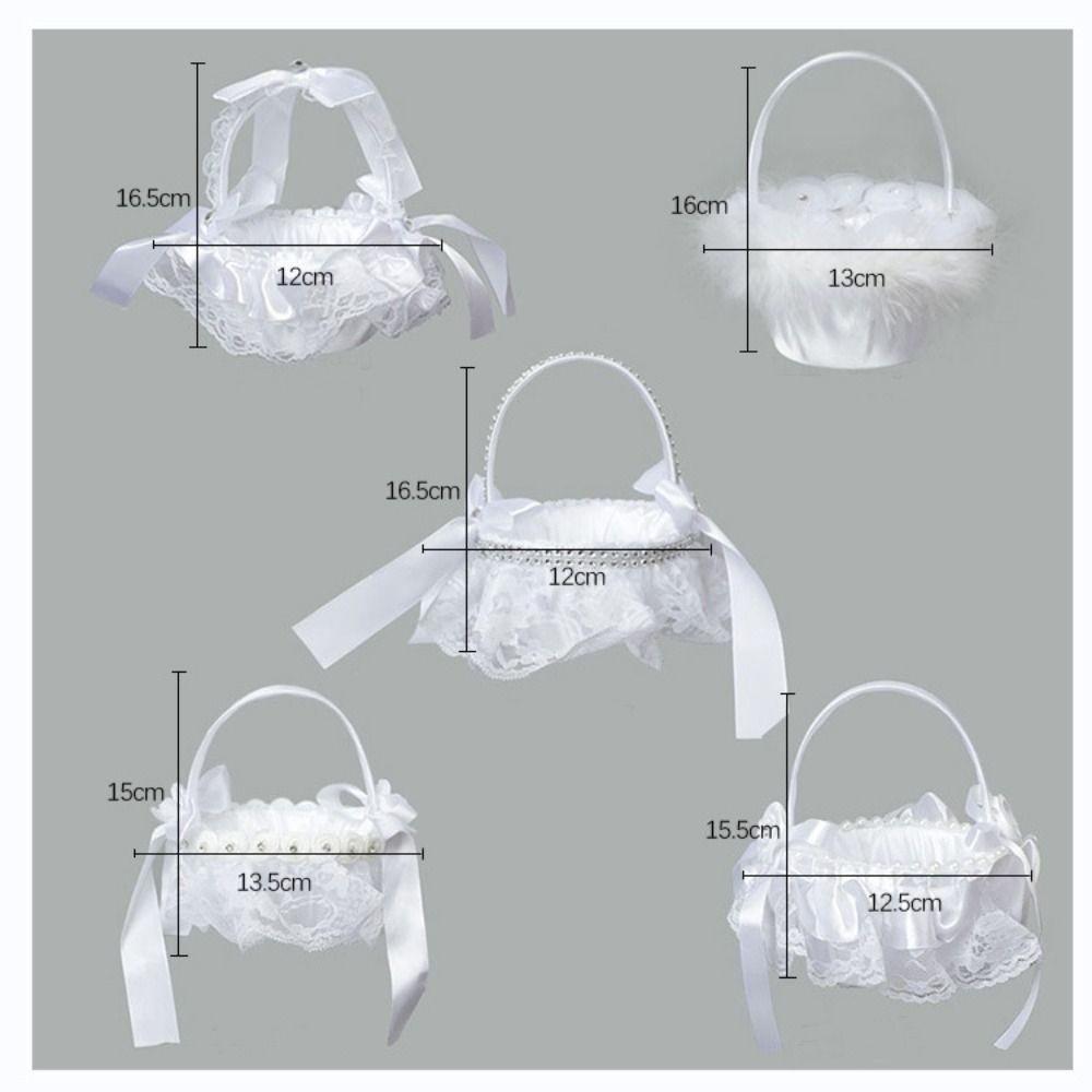 Pearl Wedding Basket Hand Held Party Decorations New White Flower Girls Basket