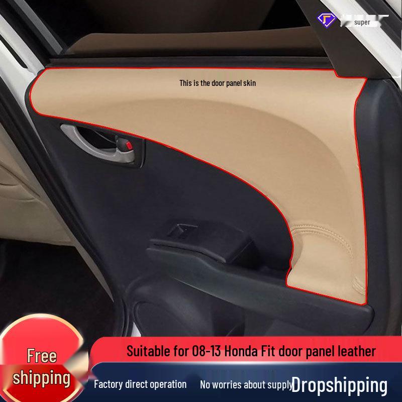 08-13 Honda Fit Door Panel & Armrest Leather Wrap for Second Generation Interior Renovation