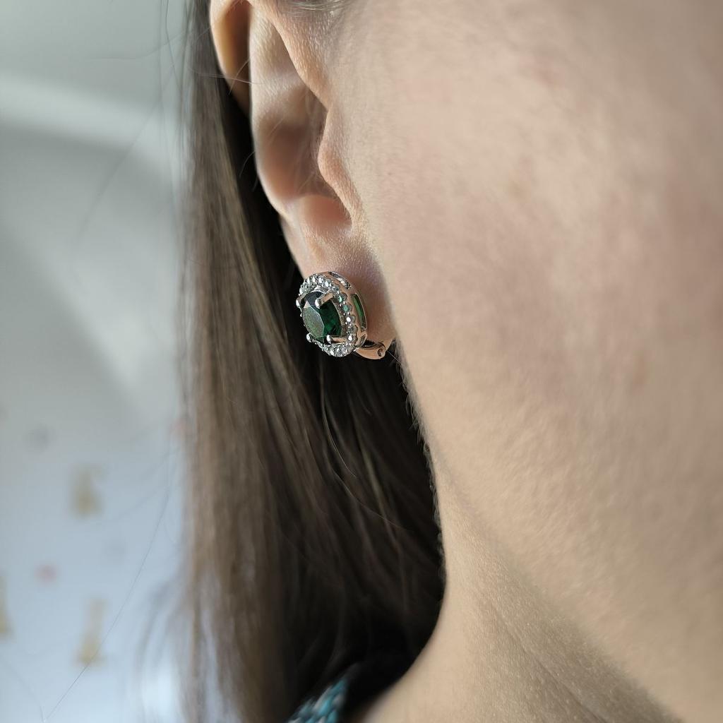 Серебряные серьги с изумрудом nano 3.982ct (2192060)