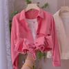 Women's Spring/Summer 2026 Pink Polo Collar Short Shirt Jacket