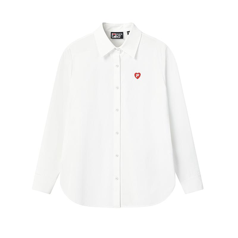 FILA CNY Ready To Take Off Spring Fashion Simple Classic Retro Casual Versatile Comfortable Loose Polo Long Sleeve Shirt Women shirts F11W619413FWT