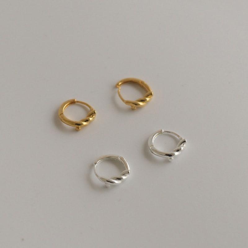 Modernlike 14k Gold-filled Silver Mini Twisted One-touch Earrings