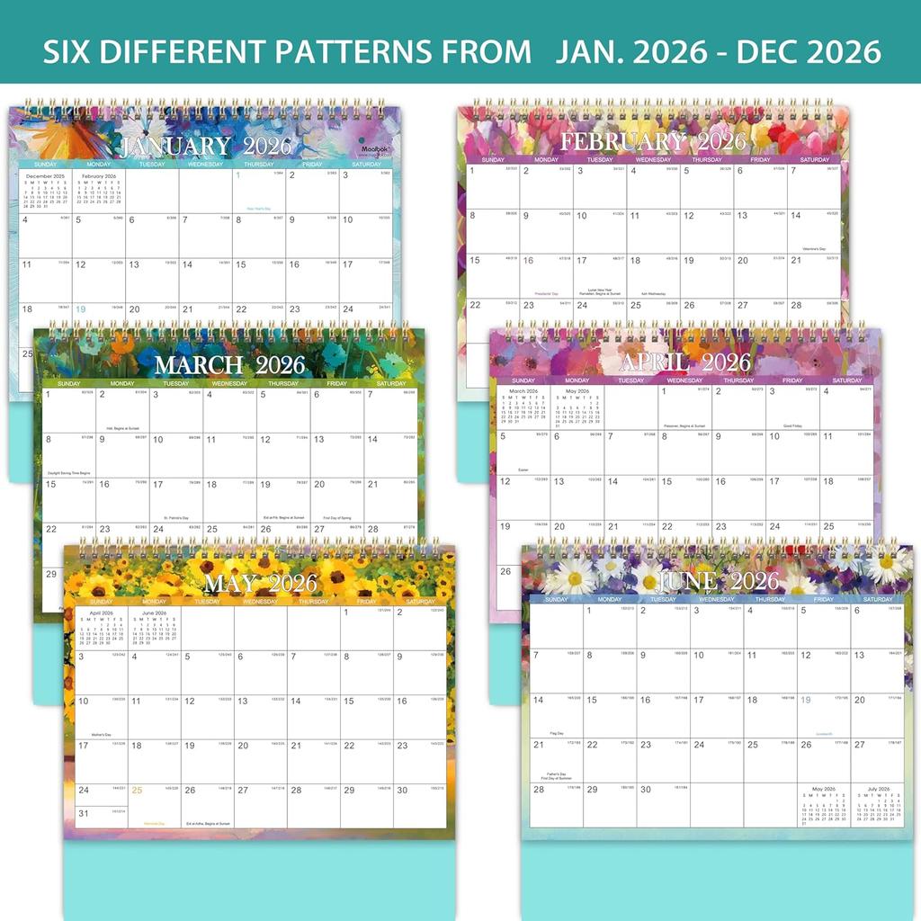 2026 Desk Calendar - Standing Flip Desktop Calendar 2026, JAN. 2026 - DEC. 2026, 9.8" x 8.3", Desktop Calendar, Memoranda Lined Pages with Thick