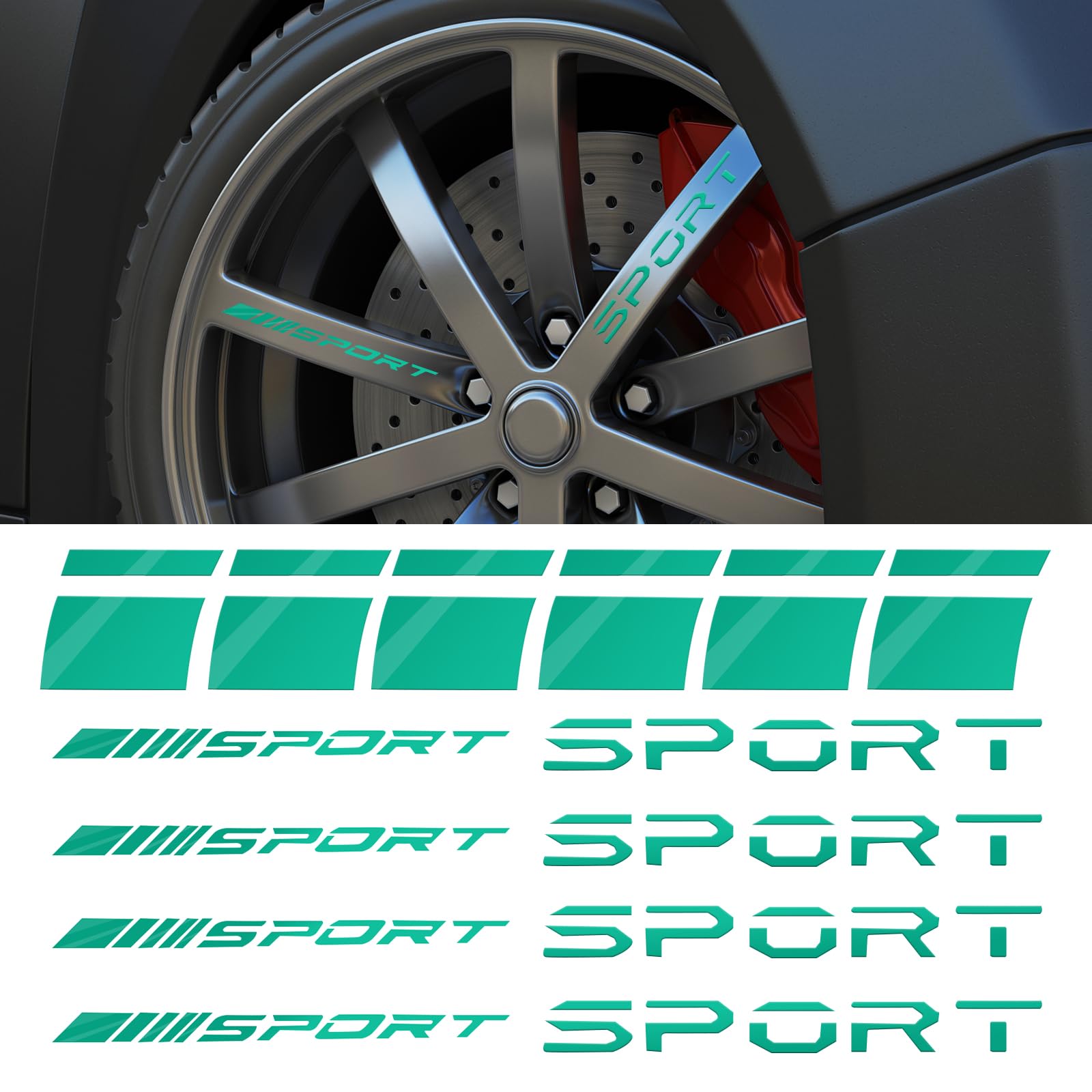 

Augeny 14 шт. Наклейка на автомобиль Водонепроницаемая Спортивный логотип Светоотражающая наклейка Автомобильное колесо Шина Обод зелёный