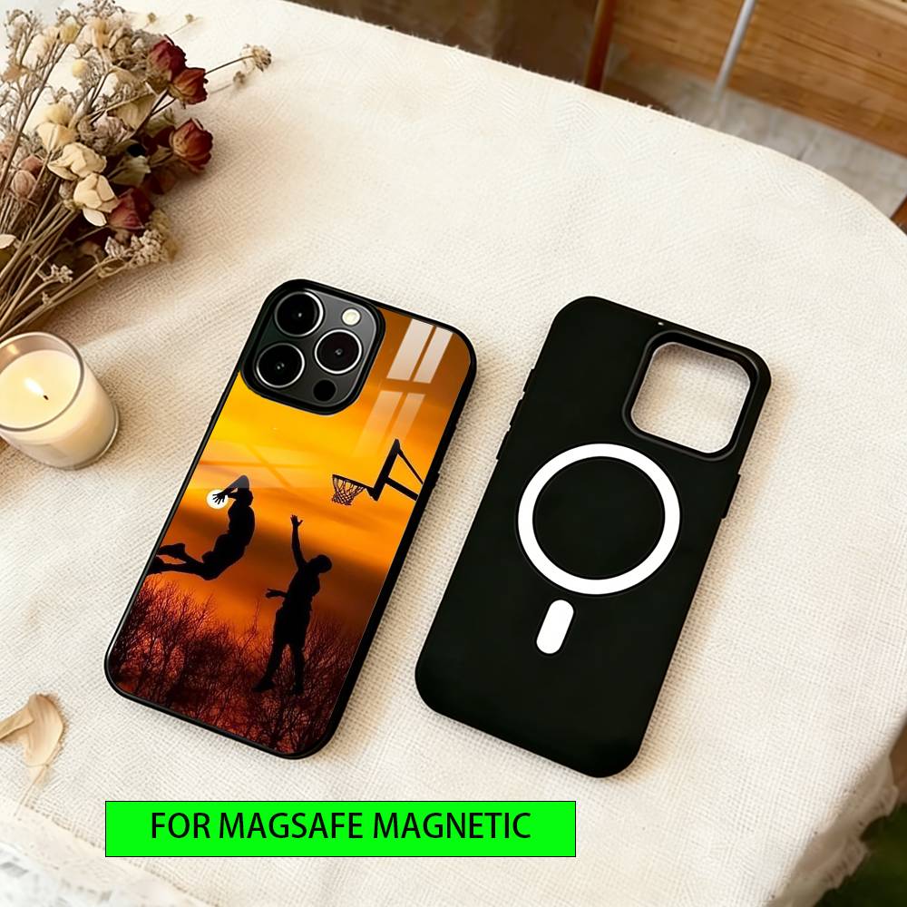 

Sunset Basketball Phone Case For iPhone17,16,15,14,13,12,11 Plus,Pro Magnetic For Magsafe Wireless Charging iPhone11Pro