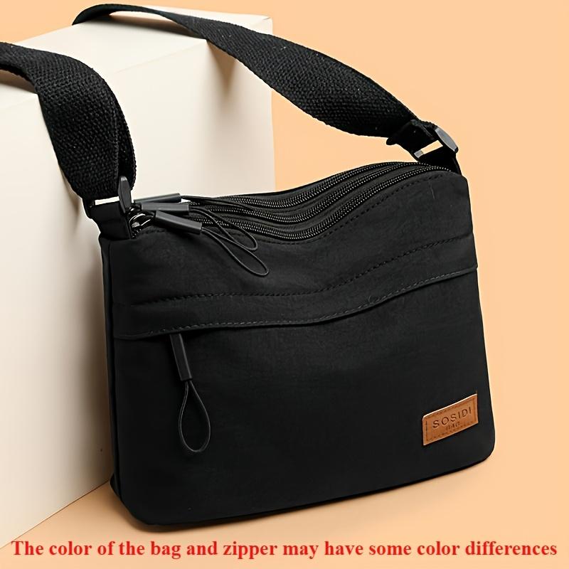 

Women S Nyl Shoulder Bags for Women Messenger Bag Multi Compartment Adjustable Strap, Zipper Closure, Shopping, Everyday Use чёрный
