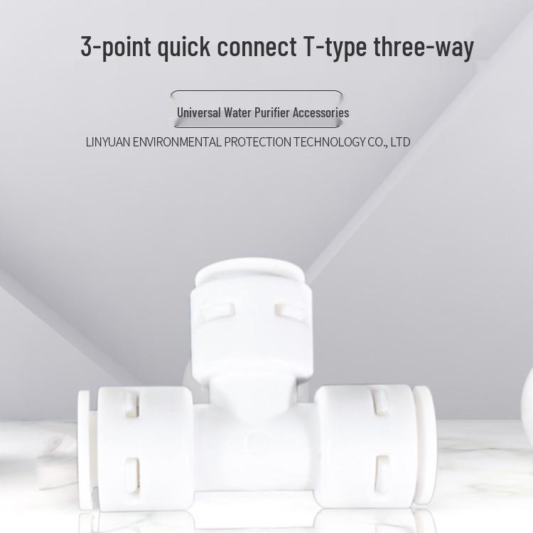 RO Water Purifier 3-Way Quick Connect 3/8 T-Type Branch Connector for Reverse Osmosis Systems