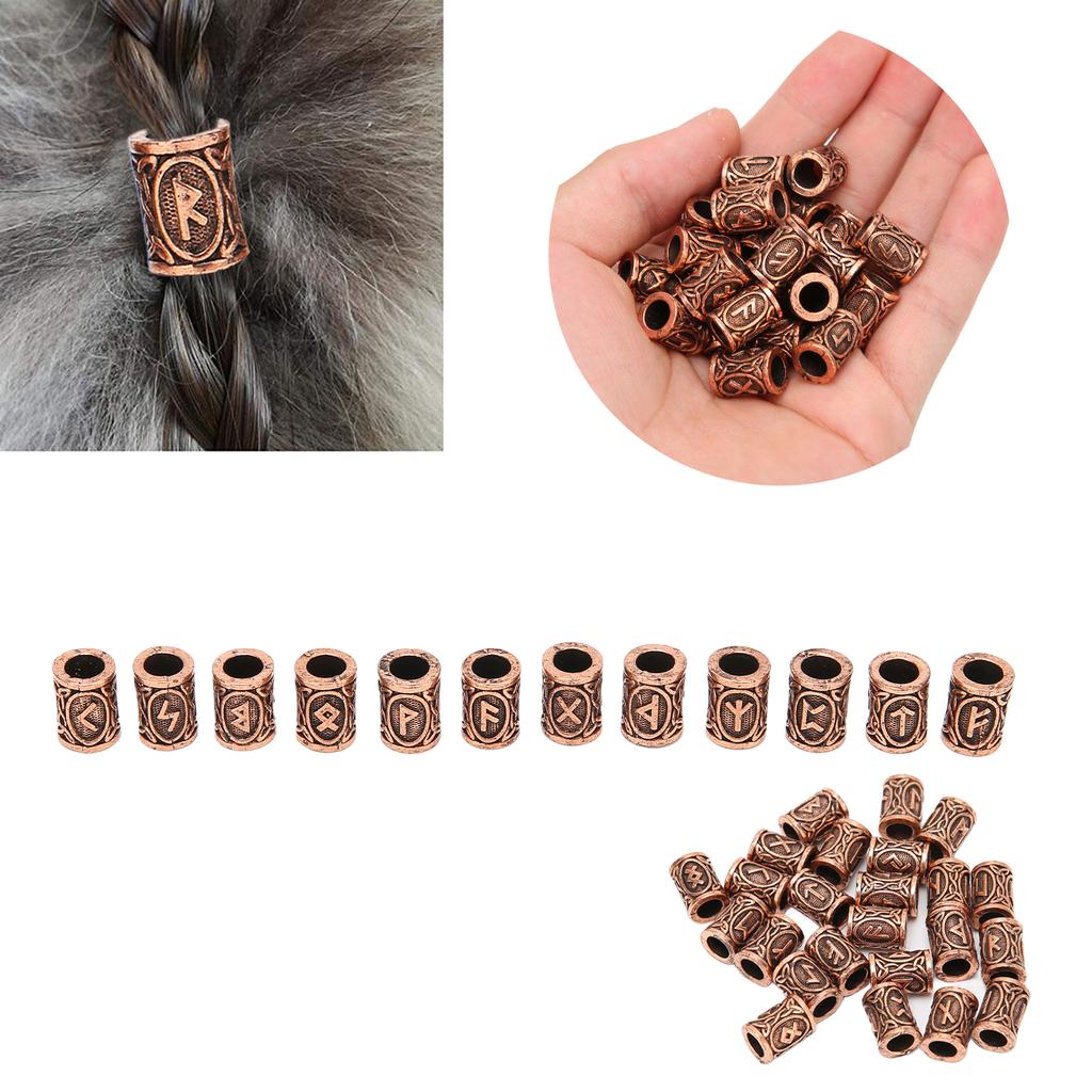 24 szt. Viking Hair Koraliki Broda Vintage Hair Tube Koraliki do zaplatania włosów Bransoletka Wisiorek Naszyjnik