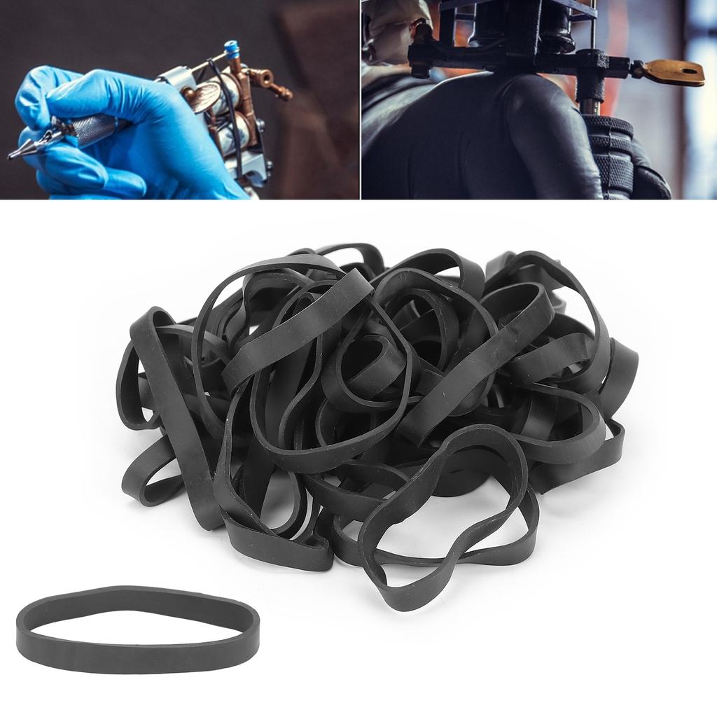 50 Pcs Tattoo Rubber Bands Black Soft Elastic Tattoo Machine Part for Tattoo Coil Machine Gun