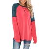 Women's And Winter Casual Long Sleeve Spliced Round Neck Loose T-Shirt Top