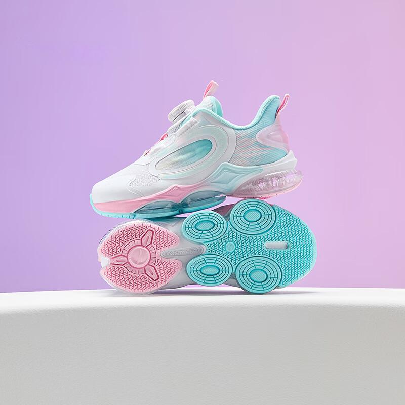 Anta Kids UFO 6.0 Non-Slip Wear-Resistant Breathable Low-Top Running Shoes Kids Sneaker White Green 322439901-3