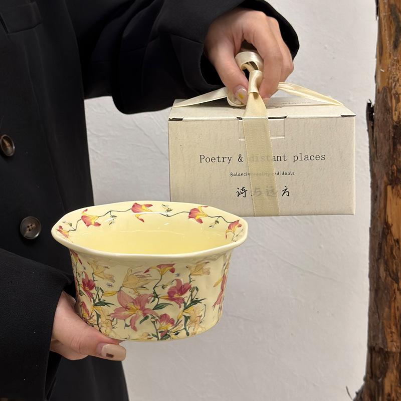 Special beautiful rice bowl, personal special ceramic bowl, household high-value salad bowl, yogurt bowl housewarming gift