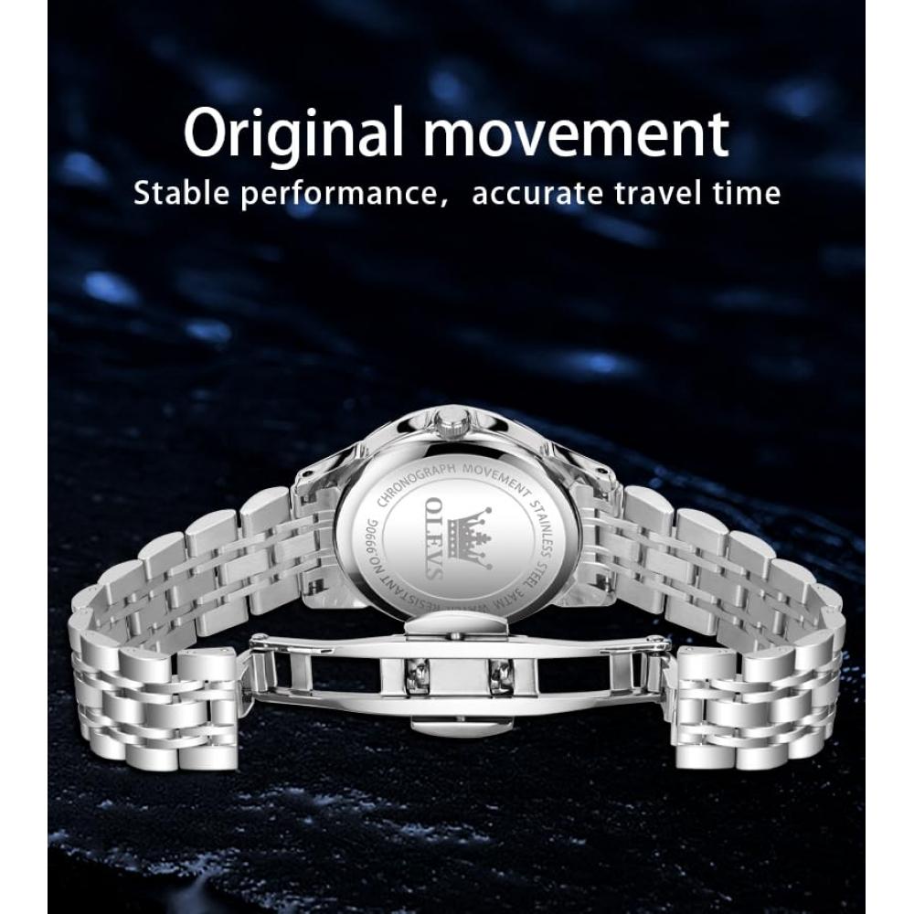 OLEVS Erkek Saati, Su Geçirmez, Işıklı, İş Saati, Analog Kuvars, Şık, Gümüş Saat, Metal, Gri Kadran, Tarih, Popüler Moda, Kol Saati için
