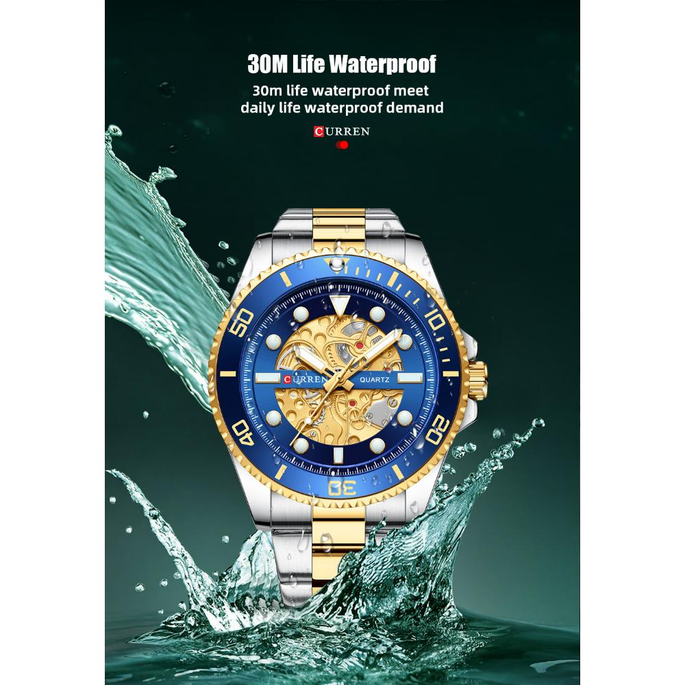 CURREN Fashion Business Men's Watch Quartz Waterproof Night Light Unique Rotating Bezel Luxury Watches