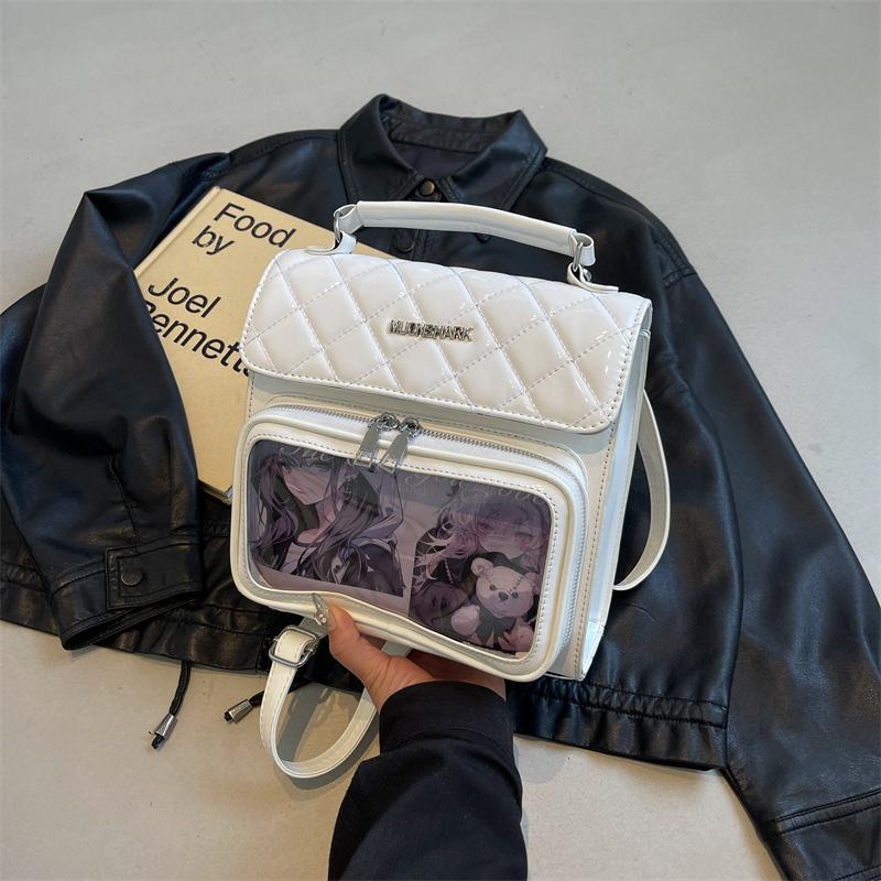 Embroidered Women's Backpack  New Versatile Backpack Single Shoulder Crossbody Bag Casual Transparent