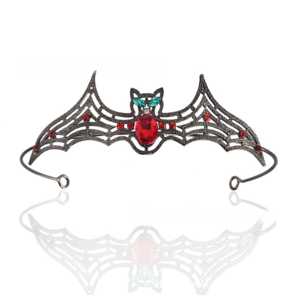 Dark Halloween Bat Hairband Metal Halloween Tiara Temperament Rhinestone Crowns  Party