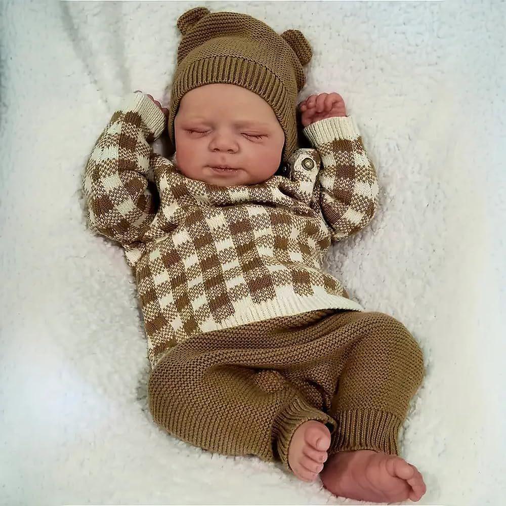 19-inch Plaid Sweater Pascale Reborn Doll Newborn Baby One-Piece 19-inch Full Silicone Girl