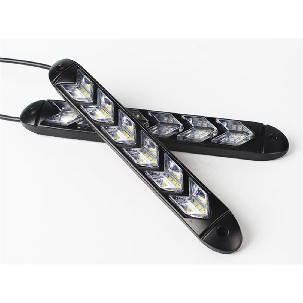 2Pcs Car Drl White/Amber Switchback Flowing 108 Led Strip Headlight Turn Signal