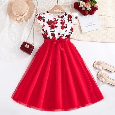 İlkbahar/Yaz Kız Çocuk Giyim 6-12 Yaşında Yeni Kız Moda Uçan Kollu Prenses Elbise Çocuk Elbise