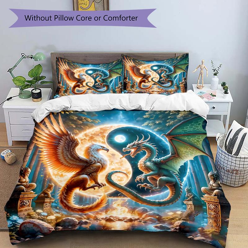 

3pcs Enchanted Forest Yin Printed Quilt Set - Soft and Comfortable Quilt Cover for Bedroom, Guest Room and Dormitory Decorative Bedding Set 135cm*200cm