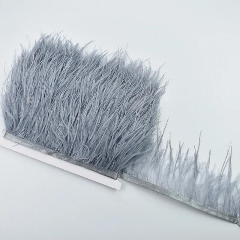 1M 5M 10Meter 8-10Cm Black Ostrich Feather  Trims Natural White Ostrich Feather For Craft Ribbon Fringe For Skirt Party Clothing
