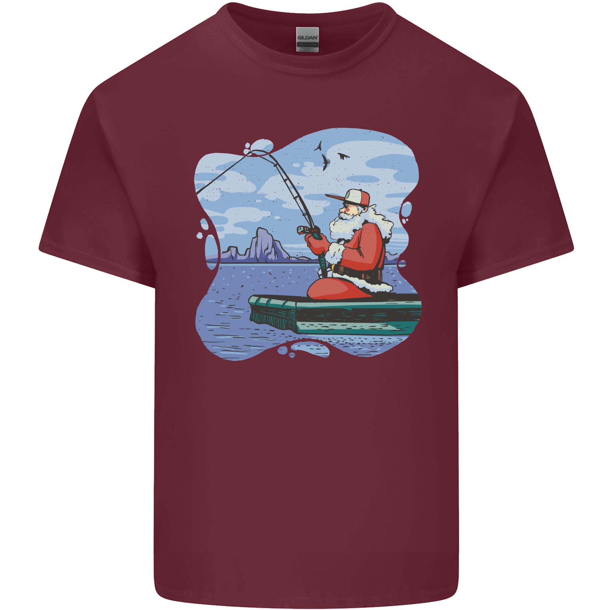Santa Claus Fishing on a Pier Christmas Unisexs Light Cotton TShirt S