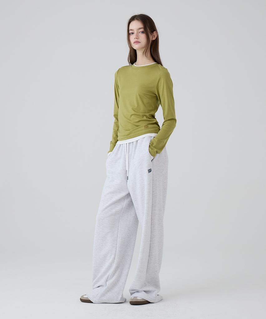 DANGLEDROP Dgdp Square Logo Wide Sweatpants_White Melange