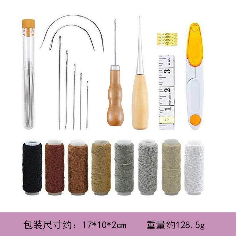 Leather Working Kit with Leather Needles Sewing Awl Waxed Thread Leather Upholstery Repair Kit, Sewing Tools for Hand Stitchin