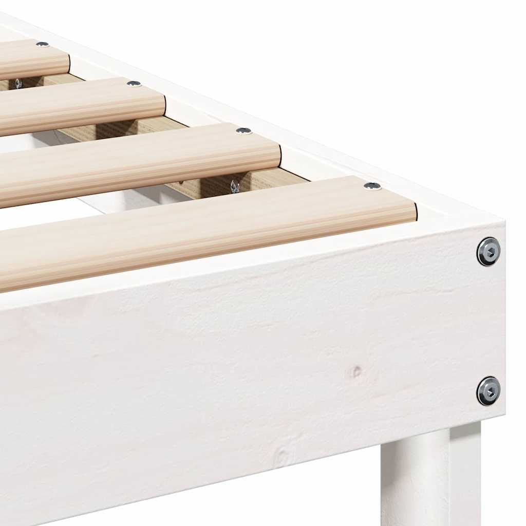 Bed Frame White 80 x 220 cm Solid Pine Wood