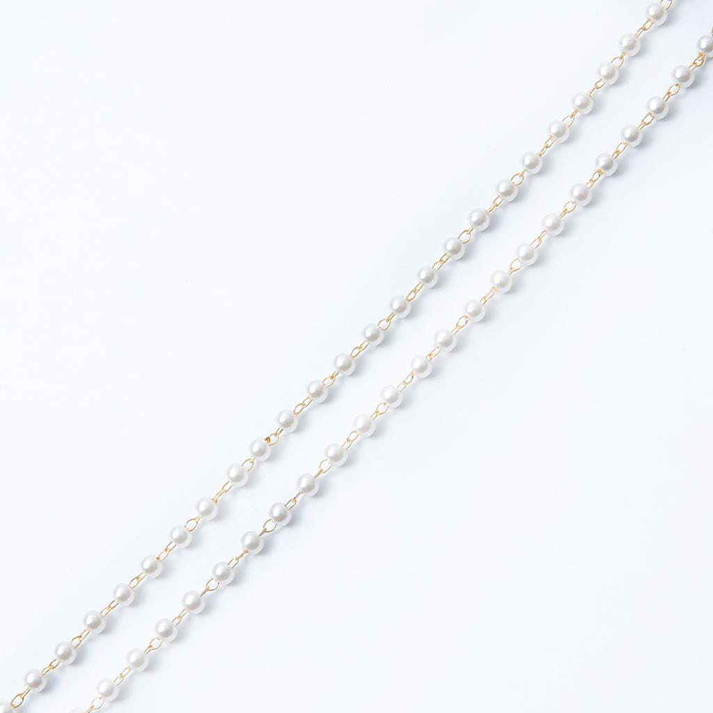 50cm Brass Copper Chain With Gold Plated Pearl Beads Charms Chain For DIY Necklace Bracelet Jewelry Making Accessories Handmade Supplies