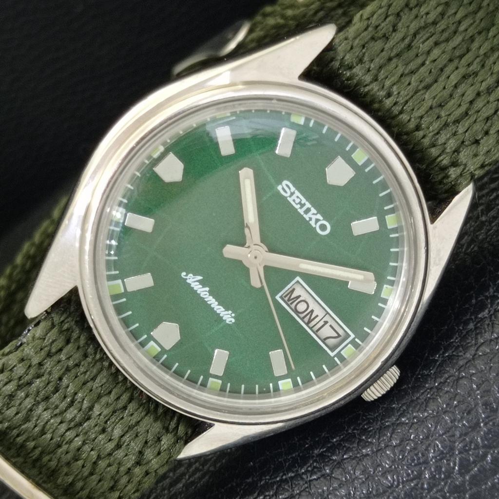 

JAPAN VINTAGE SEIKO AUTOMATIC 6309A MENS GREEN COLOR DIAL WATCH a701522-5 R206b-a701522