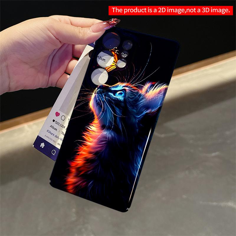 2DFlat Samsung phone case Glowing Cat & Butterfly Art Phone Case Applicable to Galaxy S23 S24 S25ULTRA S26 A12 A14 A15 A16 A54 A55