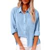 Sleeve Loose Shirt Women Autumn Casual Large Size Solid Color Button Down