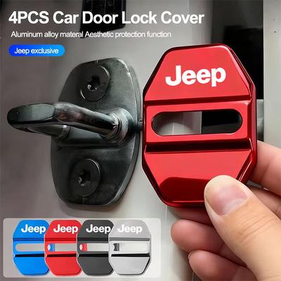 4PCS Metal Car Door Lock Cover Protection Sticker For Wrangler JL JK Renegade Grand Compass Gladiator Cherokee Patriot XJ