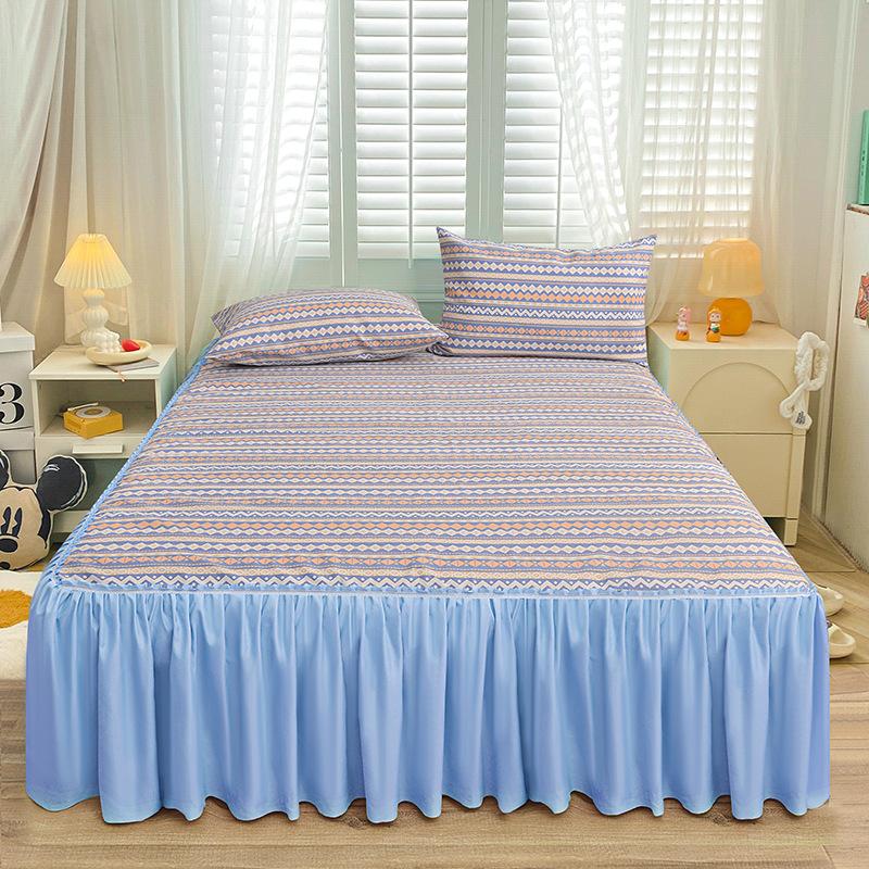 Bedroom Household Single-piece Sanding Bed Skirt Solid Color Skin-friendly Bedspread Bed Cover Bedroom Student Dormitory Sheets