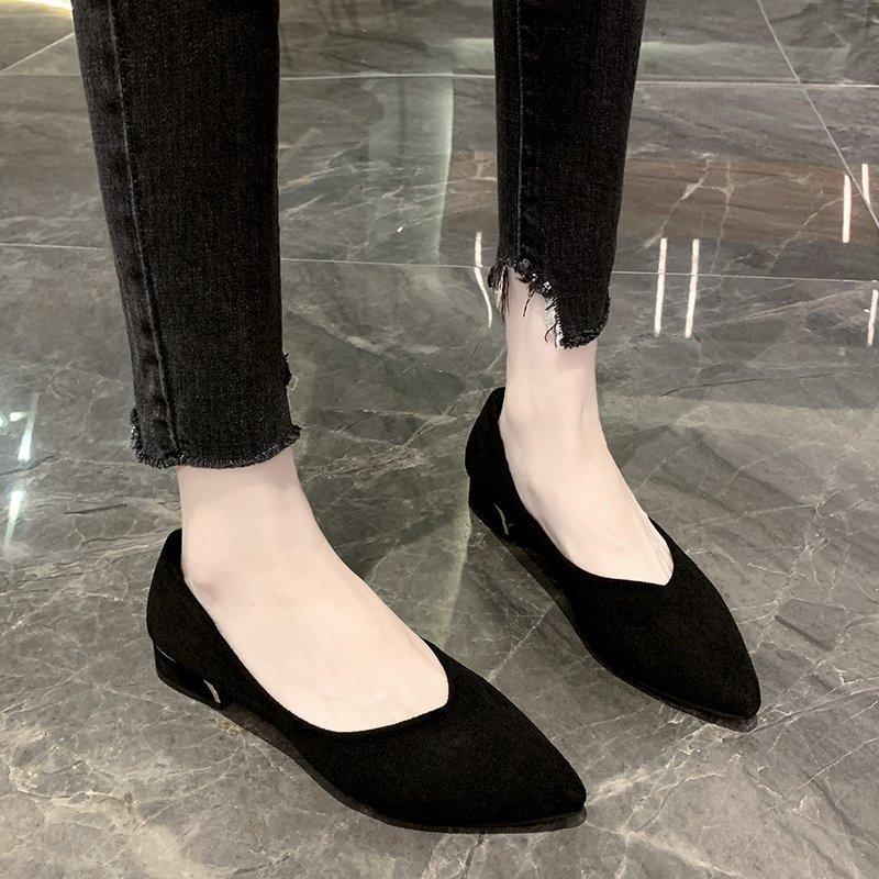 Fashion 2024 Spring and Autumn New Single Shoes Women Thick Heel Pointed Toe Shallow Mouth Professional All-match Women's Leather Shoes