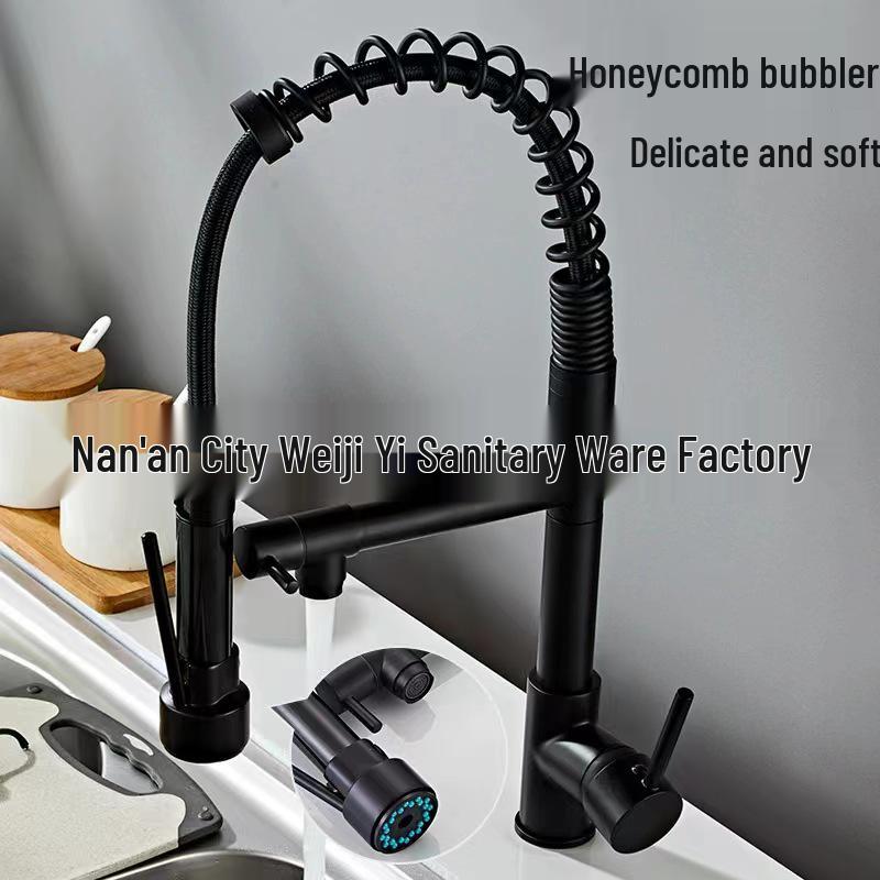 Stainless Steel Rotating Dual-Use Kitchen Faucet with Extendable Pull-Out and Purified Hot/Cold Water Options