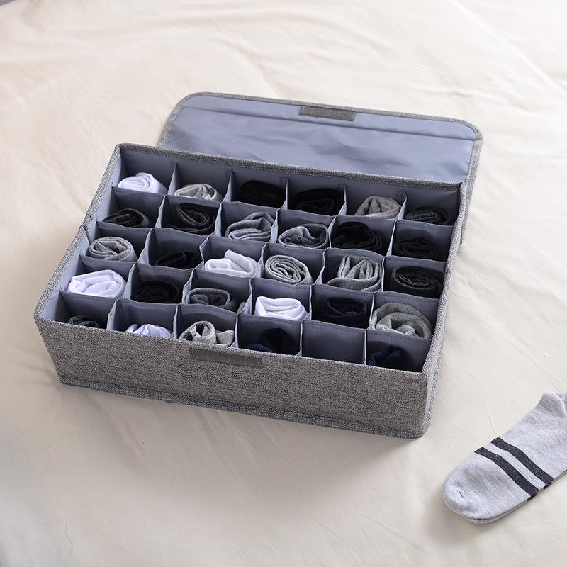 Foldable Fabric Storage Box - Dustproof Multi-Compartment Organizer for Underwear, Socks, Lingerie