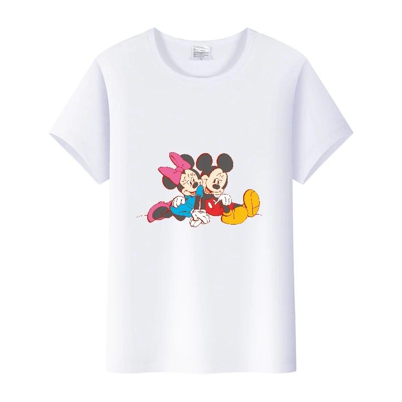 Fashion Disney Cartoon Men Tshirt Female Tops Summer Women Short Sleeve T-shirt Gothic Tee Ladies Mickey Mouse Graphic Clothes