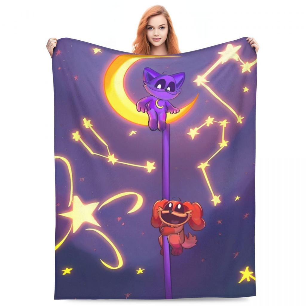 Catnap Knitted Blanket Velvet Cartoon Toy Ultra-Soft Throw Blanket for Airplane Travel Bed Rug