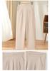 Stylish Ice Silk High Waisted Pants for 50-Year-Old Women - Loose, Elastic, Straight-Leg Summer Casual Wear