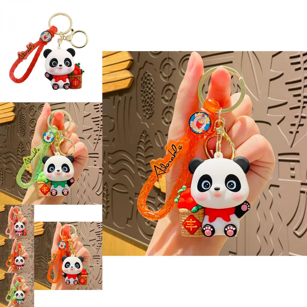 Adorable Cartoon Harvest Panda Keychain Plush Bag Charm Car Ornament Gift