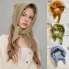 Cashmere-like Wool Blend Scarf Solid Color Knitted Scarf Triangular Short Shawl  Women's Wear